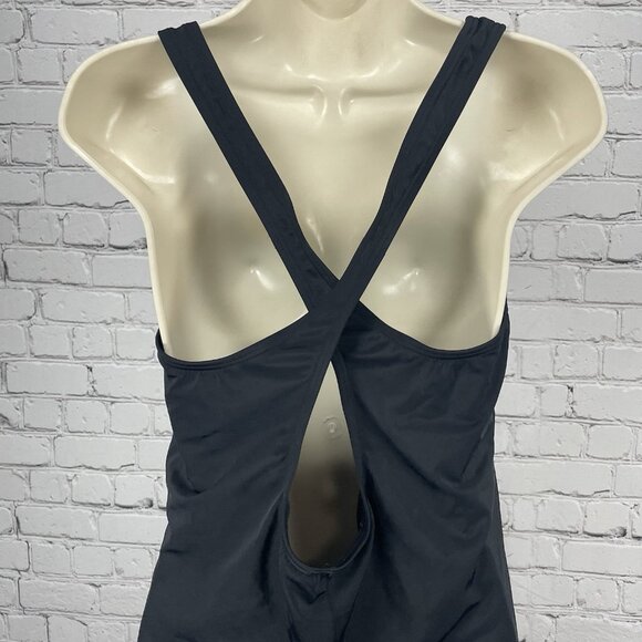 Aquabelle Black Built In Padded Bra One Piece Full Coverage Swimsuit Size 22W - Picture 7 of 7